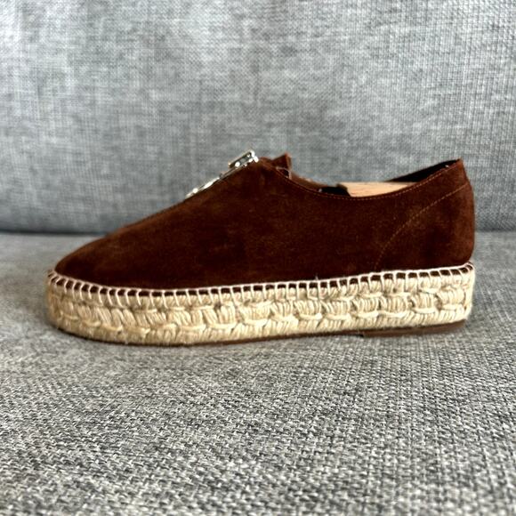 NWOT Alexander Wang Devon Brown Suede Espadrilles US 8 EU 38  Platform Zip Shoes - Picture 14 of 16